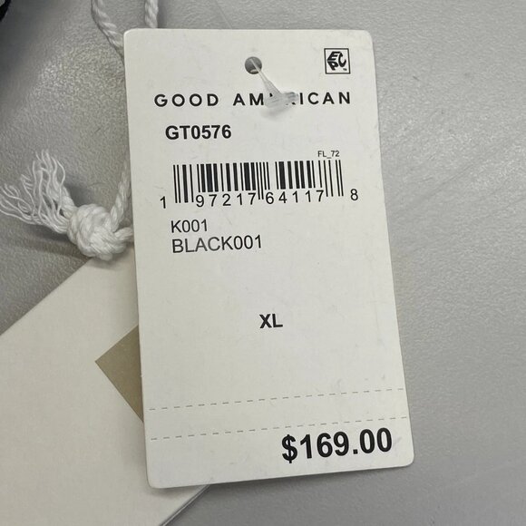 Good American Crystal Embellished Square-Neck Tank Top • Size XL • Black/Silver - Picture 4 of 11